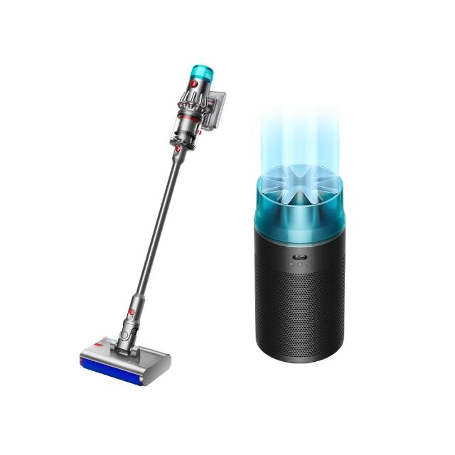 【dyson 戴森】V12s 乾溼全能洗地吸塵器(旗艦雙主吸頭) + HJ10 噴射氣流空氣清淨機(冰川藍色) (超值組)