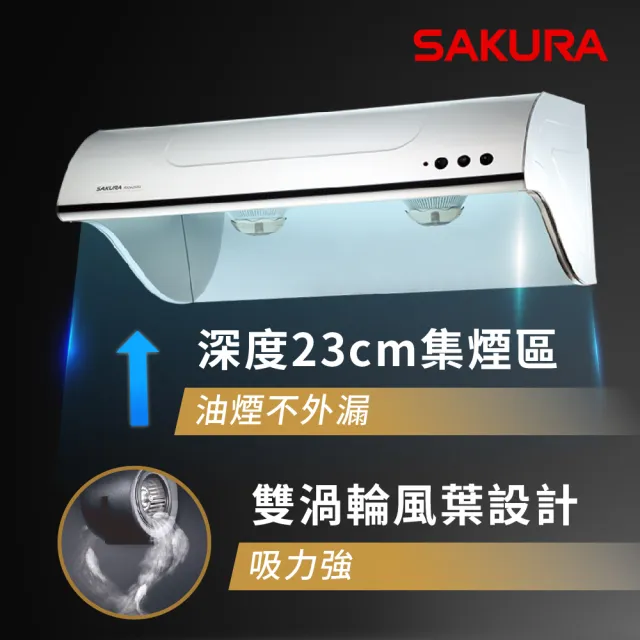 【SAKURA 櫻花】斜背式除油煙機高速雙渦輪+雙效除油70CM(R3262S 火速安裝-官方直營)