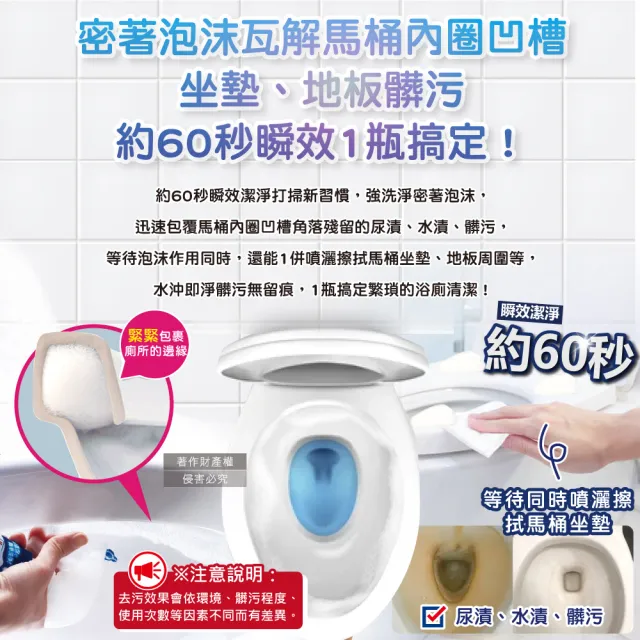 【LION 獅王】日本LION獅王-免馬桶刷具約60秒密著消臭浴廁泡沫除垢清潔劑300ml瓶(LOOK PLUS潔廁衛浴馬桶蓋