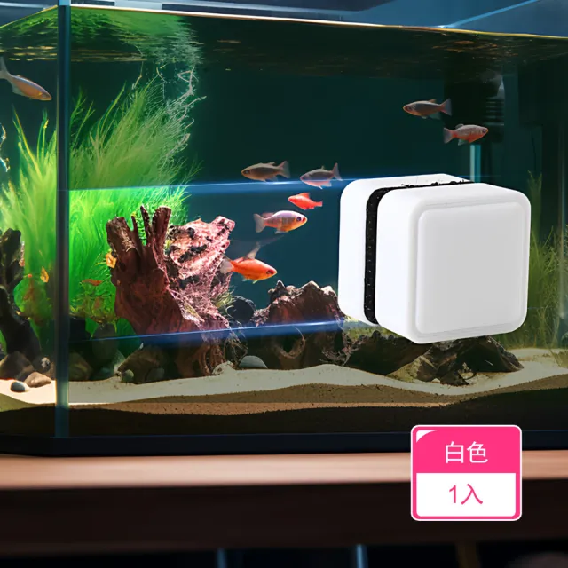 雙面清潔強力磁吸魚缸清潔刷 迷你方塊雙材質刷毛魚缸磁力刷-1入