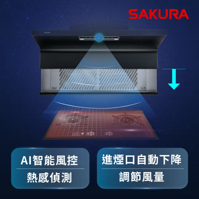 【SAKURA 櫻花】AI風控近吸隱藏除油煙機_升降款半隱藏DR7396(火速安裝-官方直營)