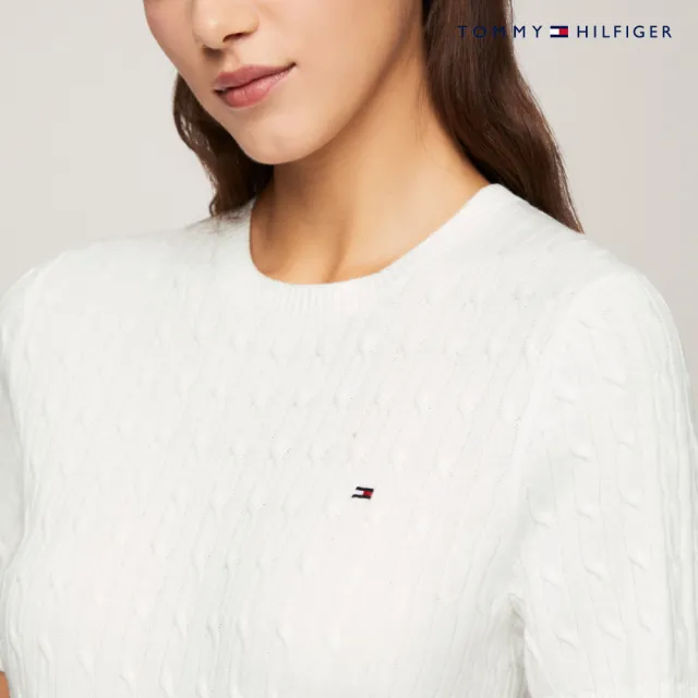 【TOMMY HILFIGER】官方旗艦館 Jenny 絞花針織短袖毛衣_白色