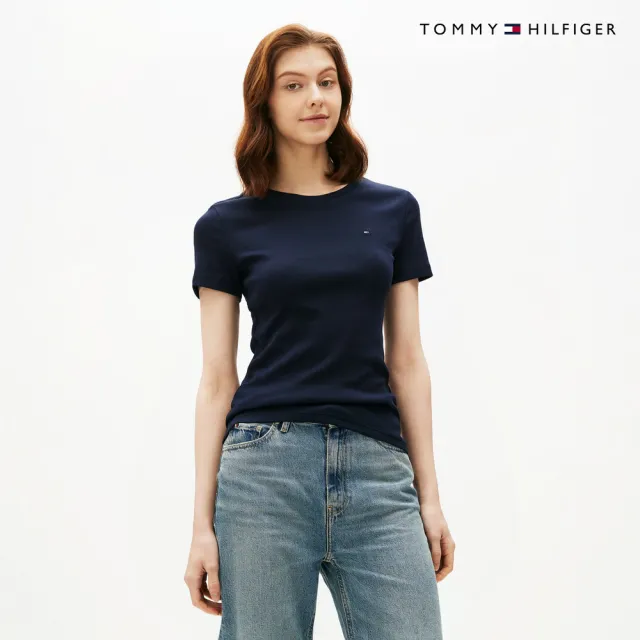 【TOMMY HILFIGER】官方旗艦館旗幟刺繡圓領 T 恤_藍色