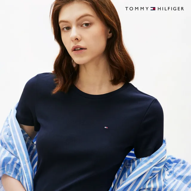 【TOMMY HILFIGER】官方旗艦館旗幟刺繡圓領 T 恤_藍色