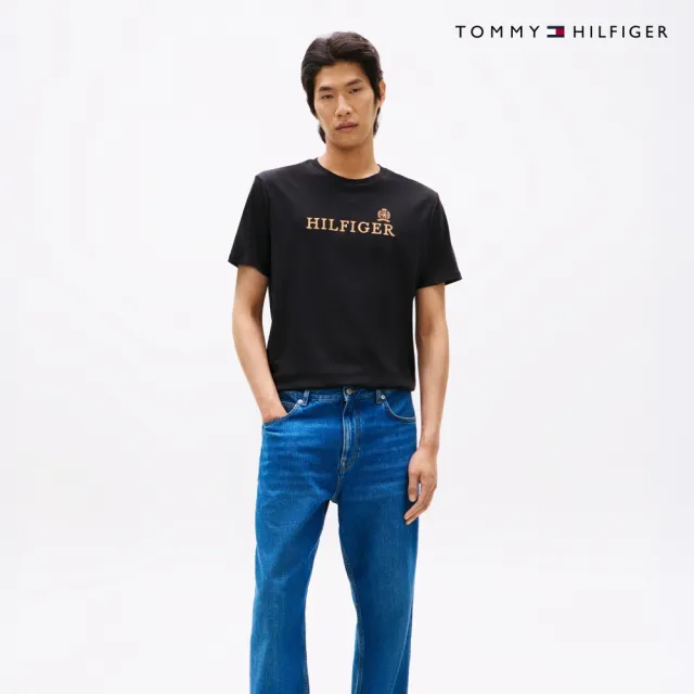【TOMMY HILFIGER】官方旗艦館Hilfiger Crest 純棉圓領 T-Shirt_黑色