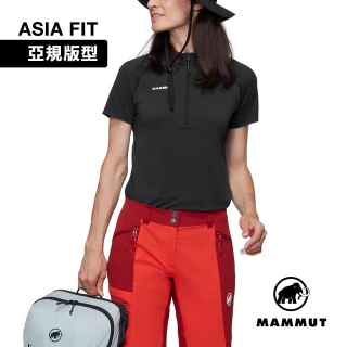 【Mammut 長毛象】Ducan FL Half Zip T-Shirt AF W 抗菌半拉鍊短袖排汗衣 黑色 女款 #1017-07330