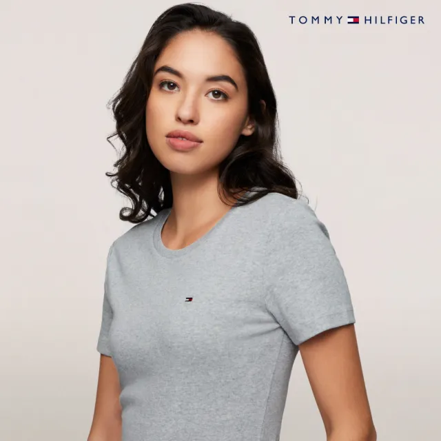 【TOMMY HILFIGER】官方旗艦館 旗幟刺繡圓領 T 恤_灰色