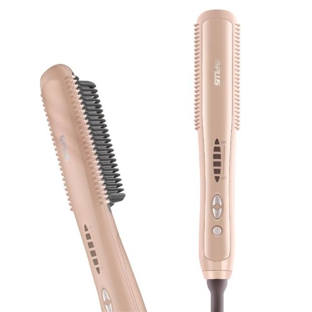 【G-PLUS 拓勤】帶線GP-ZH101 瞬熱溫控魔髮造型梳-莫蘭迪粉(電子梳直髮梳)