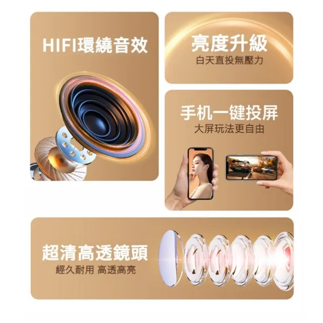 【小不記】1080P旗艦款/智慧投影機/內建多種APP(家用投影機 露營投影機 投影機 投影儀 微型投影機)