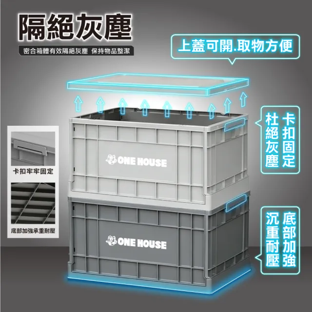 【ONE HOUSE】52寬藤原工業風折疊收納箱-35L矮款×2+46L高款×2(4入組)