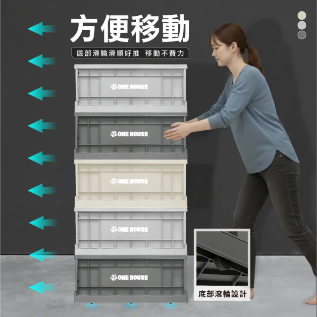 【ONE HOUSE】61寬藤原工業風折疊收納箱-55L矮款×2+75L高款(3入組)