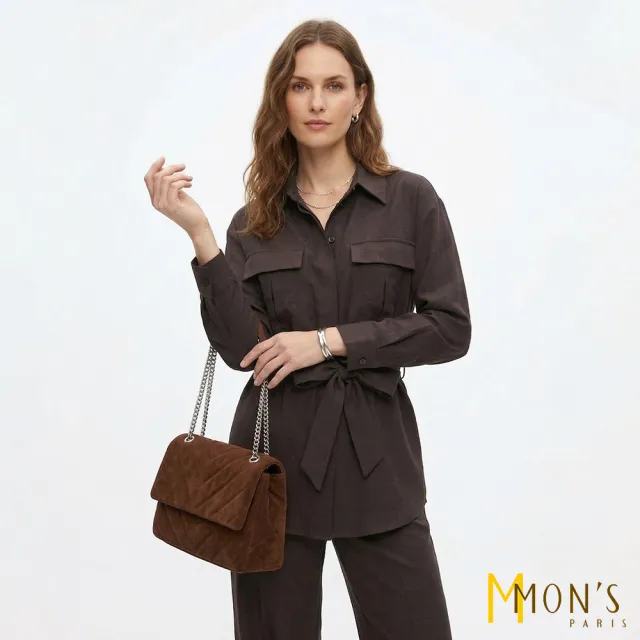 【MON’S】香格麻貼袋兩件式套裝(直)