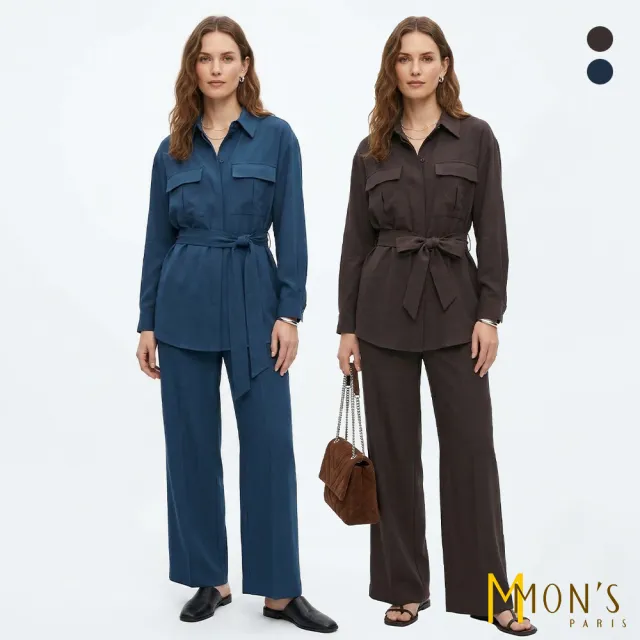 【MON’S】香格麻貼袋兩件式套裝(直)