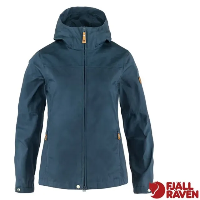 【Fjallraven】小狐狸 女 Stina 連帽防風防潑外套.夾克.風衣/輕量G-1000 Lite(89234-534 靛藍)