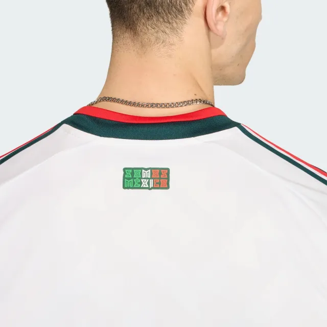 【adidas 愛迪達】世界盃 墨西哥 客場球衣(JZ0736 男款ORIGINALS V領運動上衣 CLIMACOOL科技)