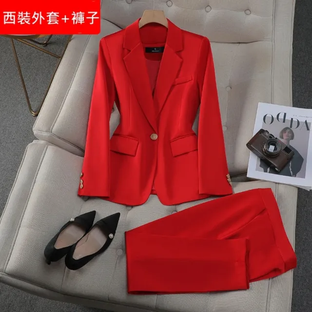 【巴黎精品】現貨+預購 西裝套裝兩件套褲裝(修身外套西裝長褲女裝4色a1ht4)