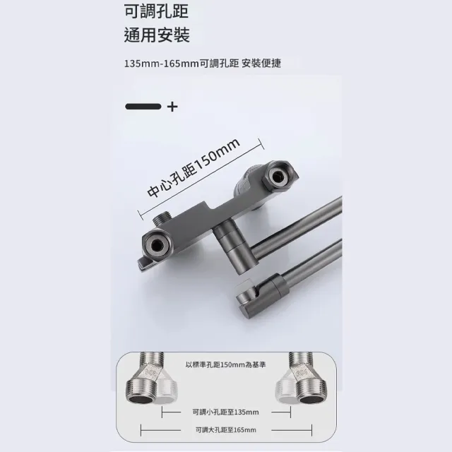【Felsted 菲仕德】全銅數顯摺疊水龍頭 入牆龍頭 冷熱混水閥 浴缸水龍頭 加長淋浴龍頭 淋浴花灑套裝