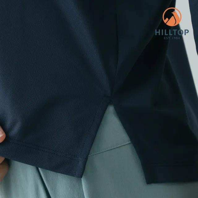 【Hilltop 山頂鳥】Polygiene吸濕快乾施華洛世奇燙鑽彈性七分袖T恤 女款 丈青|PS04XFQ2ECE0