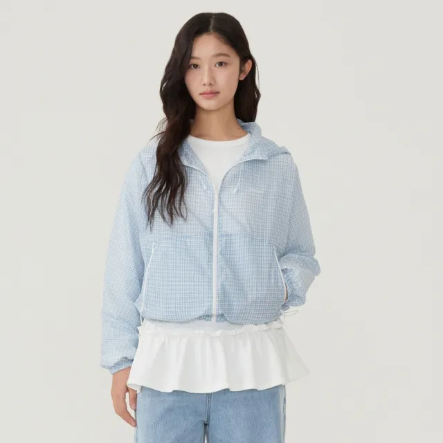 【COVERNAT】官方旗艦館 女款可收納輕量防風外套(WMS防風外套 YOON JI同款 深海軍藍/白/天藍色)