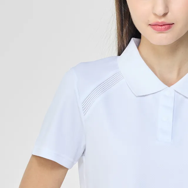 【PING】女款伸縮織帶涼感短袖POLO衫-白(吸濕排汗/GOLF/高爾夫球衫/RA26115-87)