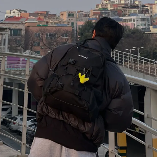 【Mark Gonzales】雙插扣後背包 (附小天使鑰匙圈) - 黑色