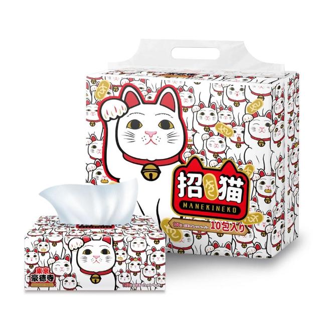 【Gotokuji Tokyo 東京豪德寺】招財貓日式抽取式衛生紙(150抽x80包/箱)