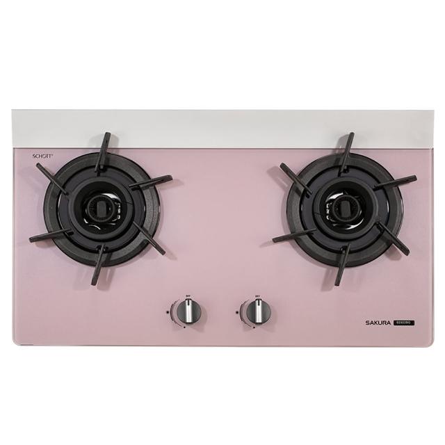 【SAKURA 櫻花】二口雙炫火玻璃檯面爐 胭脂粉(G2922BG 原廠技師到府基本安裝)