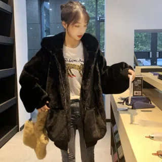 【Uicy】韓版寬鬆加厚連帽毛絨絨外套 外套 防曬外套 女裝 上 J157