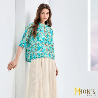【MON’S】桑蠶絲棉印花上衣(直)