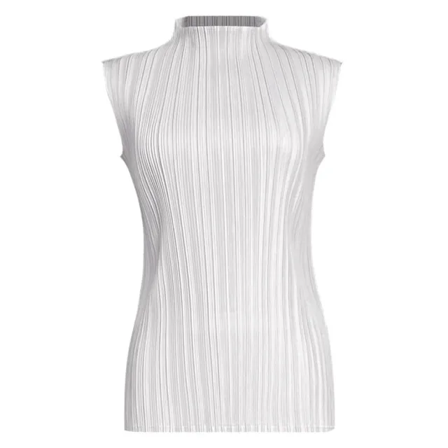 【巴黎精品】現貨+預購 三宅風皺褶衣服褶皺上衣摺衣彈力大尺碼(高領無袖寬鬆女T恤18色b2a1)