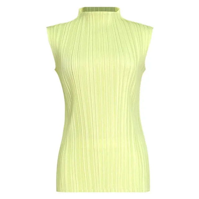 【巴黎精品】現貨+預購 三宅風皺褶衣服褶皺上衣摺衣彈力大尺碼(高領無袖寬鬆女T恤18色b2a1)