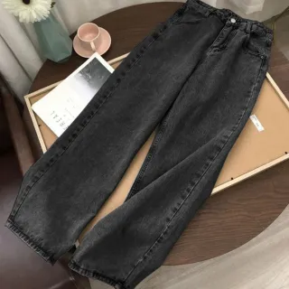 【Uicy】韓版復古寬鬆高腰牛仔寬褲 寬褲 褲子 女裝 P97