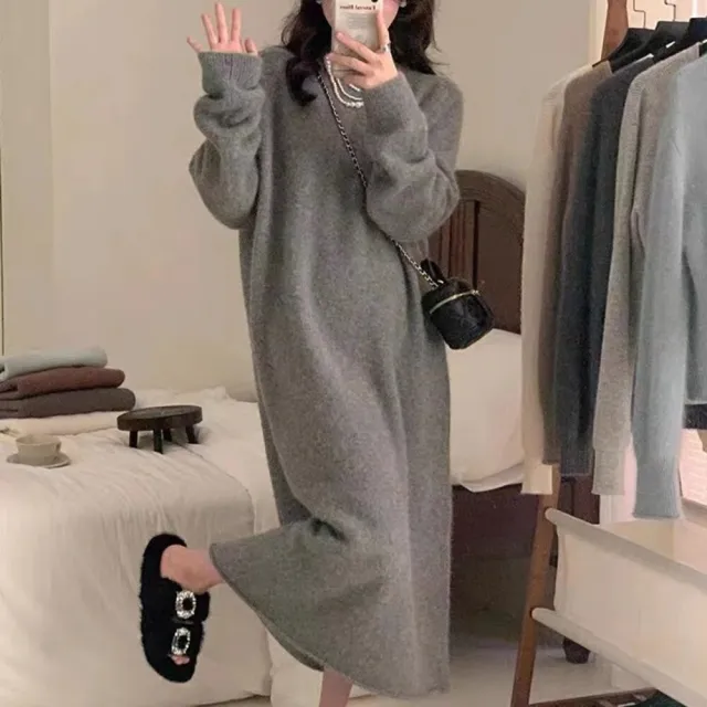 【Uicy】韓版氣質寬鬆顯瘦毛衣 連身裙 吊帶裙 吊帶褲 女裝 S350