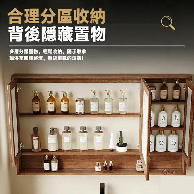 【歐德沐】復古風實木浴室鏡櫃 鏡櫃 鏡箱 120公分 防水防潮 多層儲物 靜音鉸鏈 無燈簡約款 預購15天