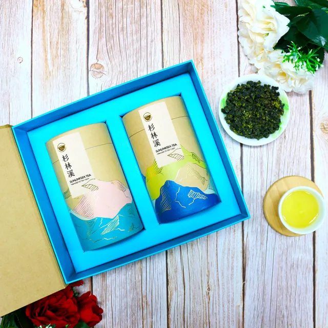 【龍源茶品】茶山漫遊杉林溪高山茶葉禮盒2罐組(150g/罐-共300g;附提袋;烏龍茶葉;頂級禮盒;中秋送禮推薦)