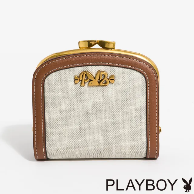 【PLAYBOY】口金短夾  Chic Stroll系列 - 咖色