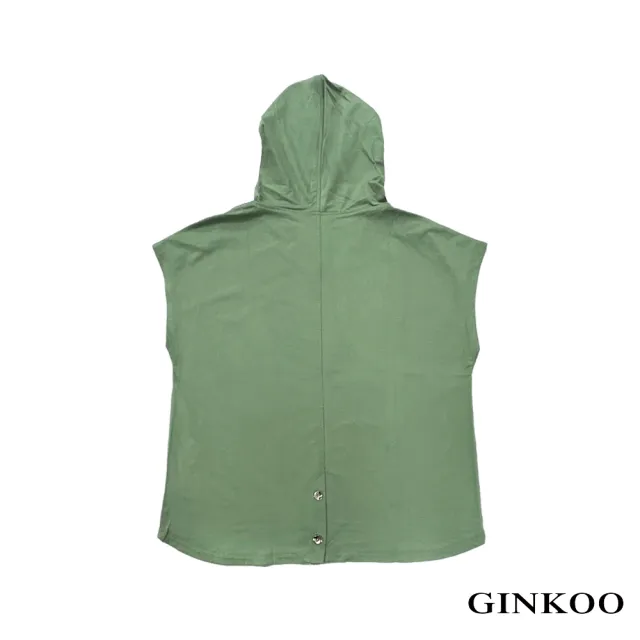 【GINKOO 俊克】後衩釦飾連帽上衣