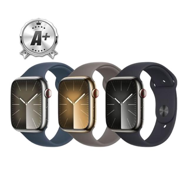 【Apple】A+級福利品 Watch Series 9 鋁金屬款 45mm GPS(星光色鋁金屬錶殼+星光色運動型錶帶S/M/WIFI)