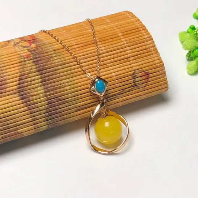 【勝弘珠寶】波羅的海金絞蜜蠟簡約項鍊-13MM(金絞蜜蠟項鍊)