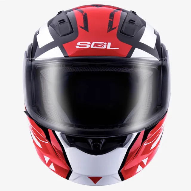 【SOL】SM-3 戰將 黑/紅白 可樂帽 全罩式 MD-04(可掀式安全帽│鏡片│內襯│輕量化)