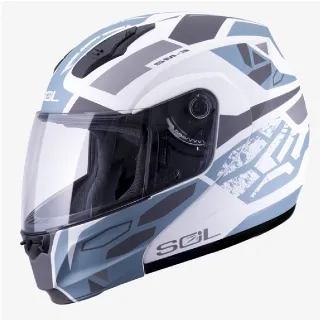 【SOL】SM-3 戰將 消光白/灰藍銀 可樂帽 全罩式 MD-04(可掀式安全帽│鏡片│內襯│輕量化)