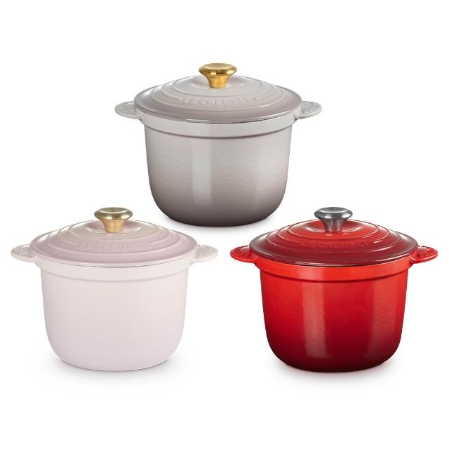 【Le Creuset】萬用窈窕琺瑯鑄鐵鍋20(肉豆蔻/貝殼粉/櫻桃紅)