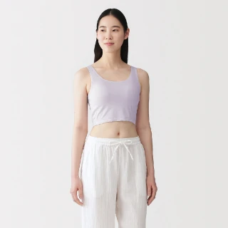 【MUJI 無印良品】女柔滑半截罩杯式坦克背心(白色/黑色/摩卡棕/淺藍/灰紫)