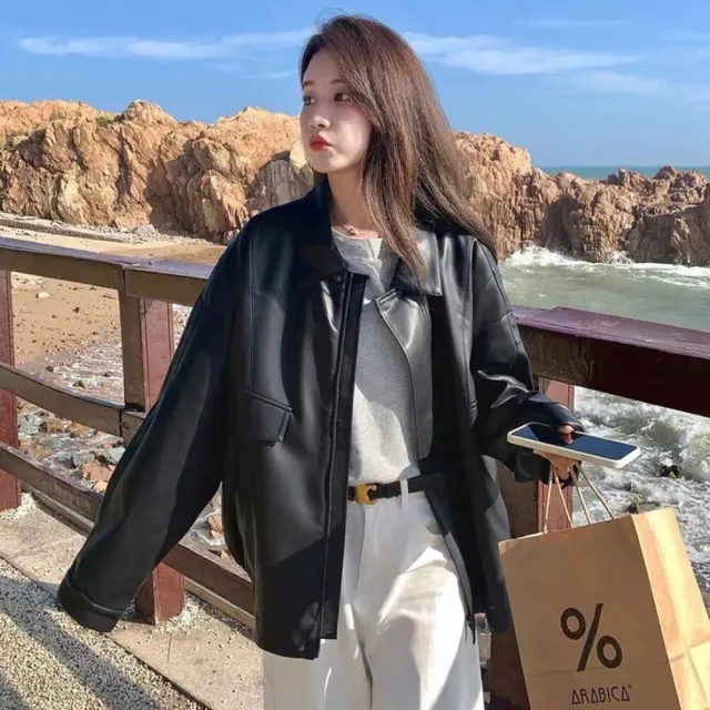 【Uicy】韓版甜酷寬鬆皮外套 外套 防曬外套 女裝 上衣 衣服 J382