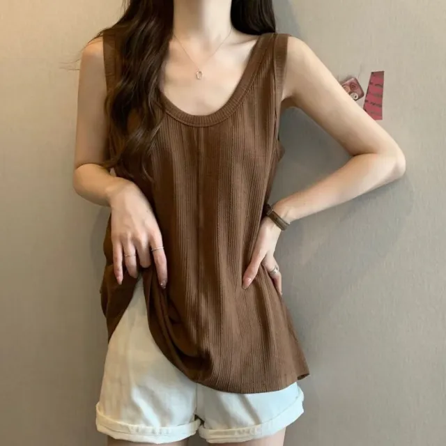 【Uicy】韓版寬鬆遮內搭無袖背心 小可愛背心衣服女裝上衣 V420