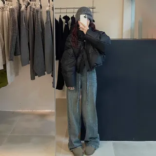 【Uicy】韓版高級感寬鬆立領皮外套 外套防曬外套女裝上衣 J364