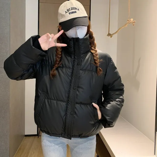 【Uicy】韓版免洗PU皮立領寬鬆短版外套 外套防曬外套女裝上 J364
