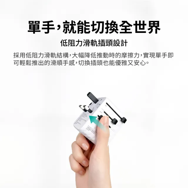 【PX 大通】-70W瓦 氮化鎵 萬國充 萬國充電頭 萬國轉接頭 Type C USB 旅行插座 韓國歐洲澳洲 (WTA-7022W/B)