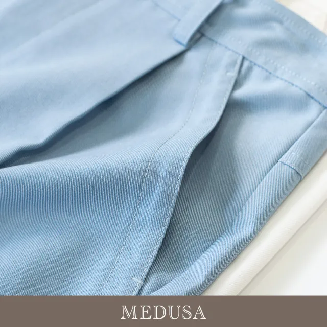 【MEDUSA 曼度莎】現貨-清新挺版壓褶修身西裝寬褲 - 2色（M-XL）｜女寬褲 顯瘦寬褲 女長褲