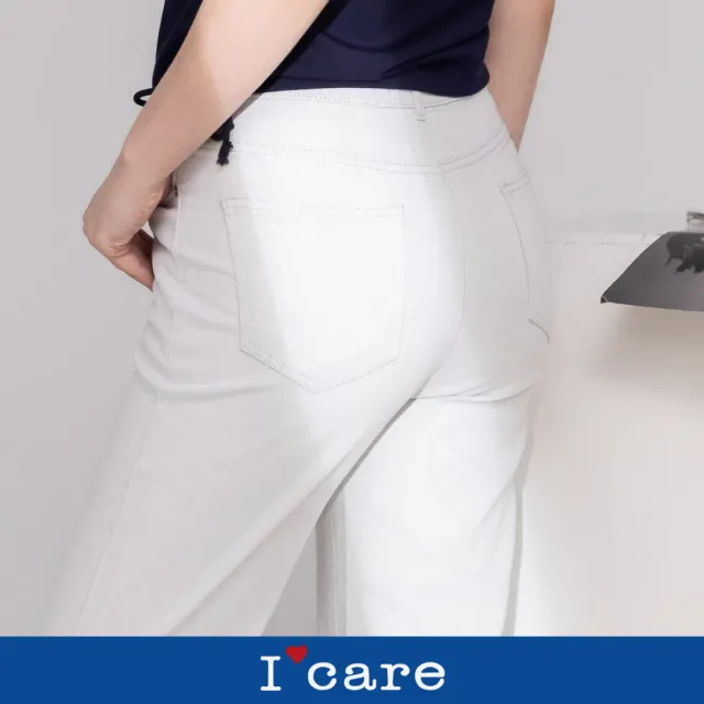 【I’Care 依卡】現貨-顯瘦厚磅挺版灰白牛仔褲（M-XL）｜牛仔褲 老爹褲 女休閒長褲